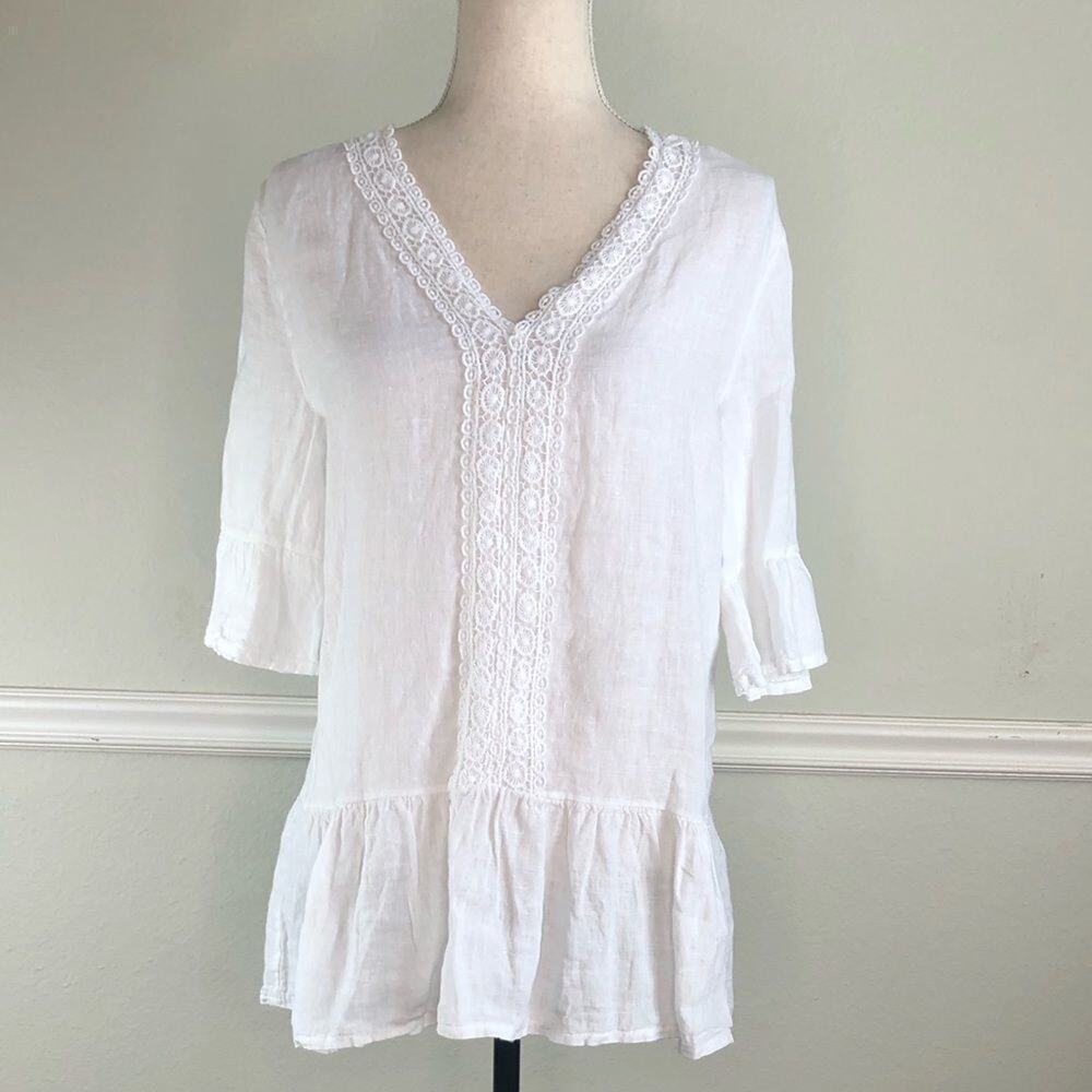 Francesca Bettini Linen Top White Size Small